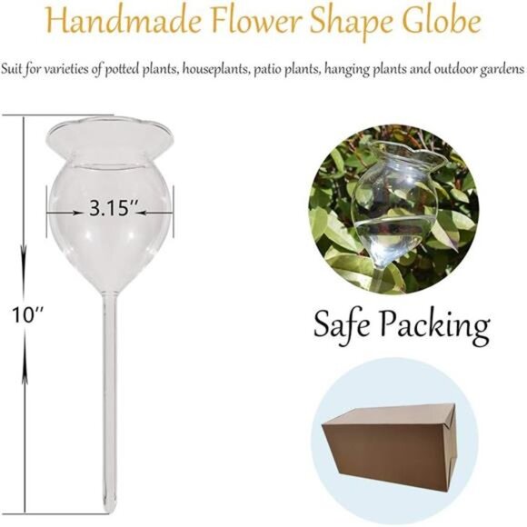Plant Waterer Self Watering Globes Self Watering Spikes, Hand Blown Clear Glass - Picture 2 of 7